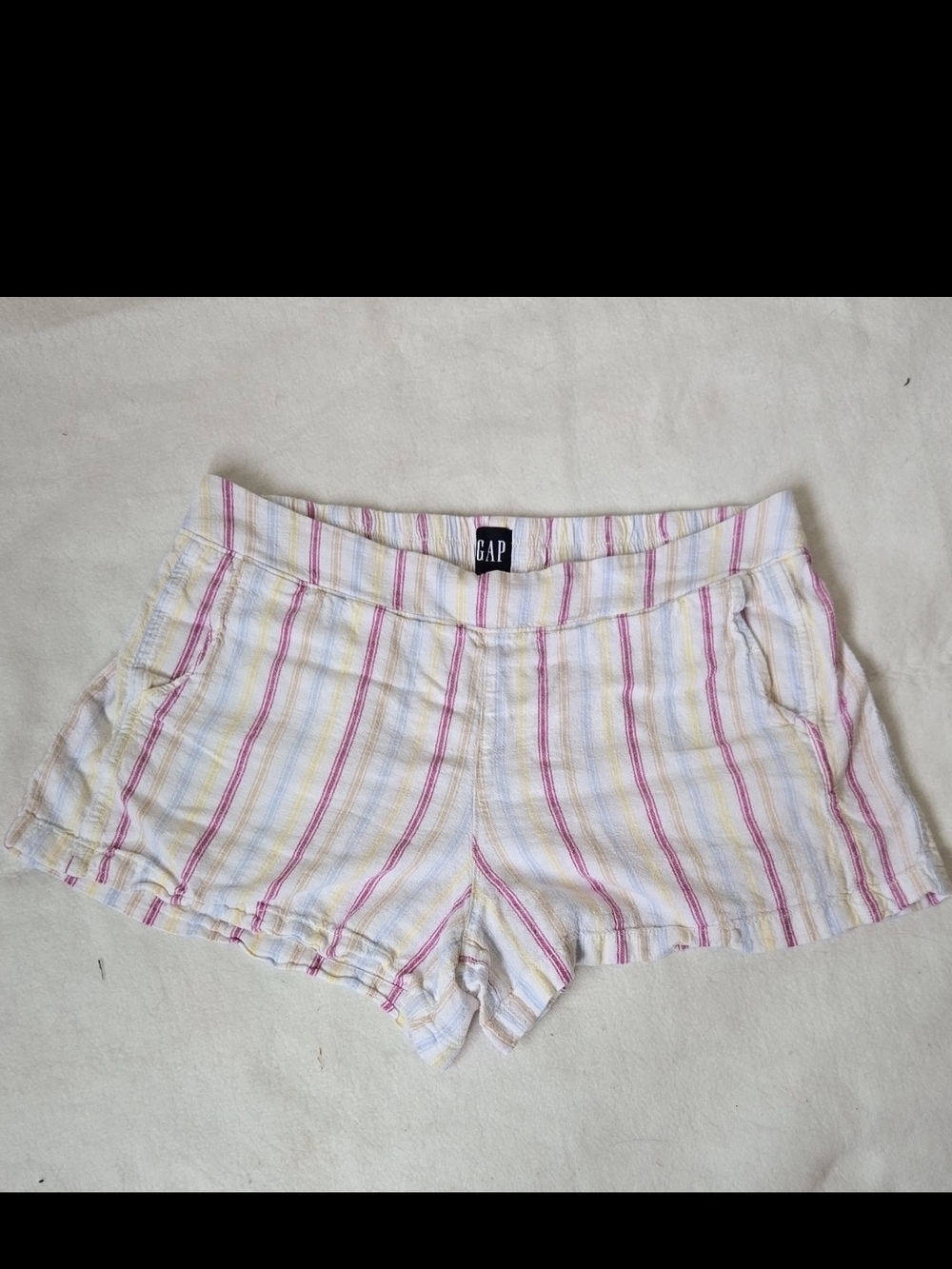 GAP Women’s Linen/Rayon Pastel Striped Casual Shorts - Pink/Yellow/Blue